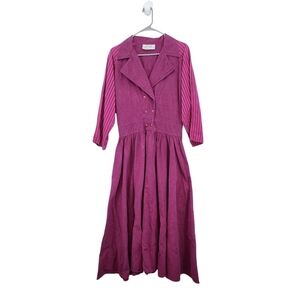 D.Frank Women's Vintage 100% Cotton Double Breasted Denim Maxi Dress Pink - 6